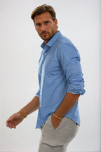 Swiss Check Long Sleeve Tech Shirt | Blue