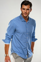 Swiss Check Long Sleeve Tech Shirt | Blue