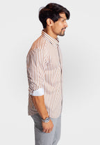 The Go Big Stripe Long Sleeve Tech Shirt | Espresso