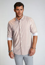 The Go Big Stripe Long Sleeve Tech Shirt | Espresso