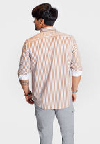 The Go Big Stripe Long Sleeve Tech Shirt | Espresso