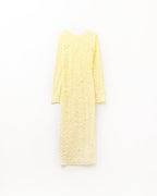 Butter Yellow Maxi Dress with Bias Mini Ruffle Design