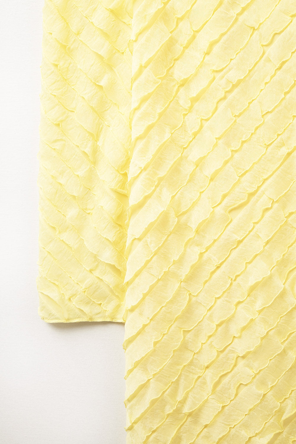 Butter Yellow Maxi Dress with Bias Mini Ruffle Design