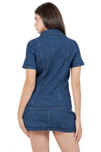 Short Sleeve Button Shirt and Mini Skirt Denim Set