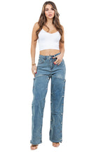 Women Denim Pants with Snap Buttons