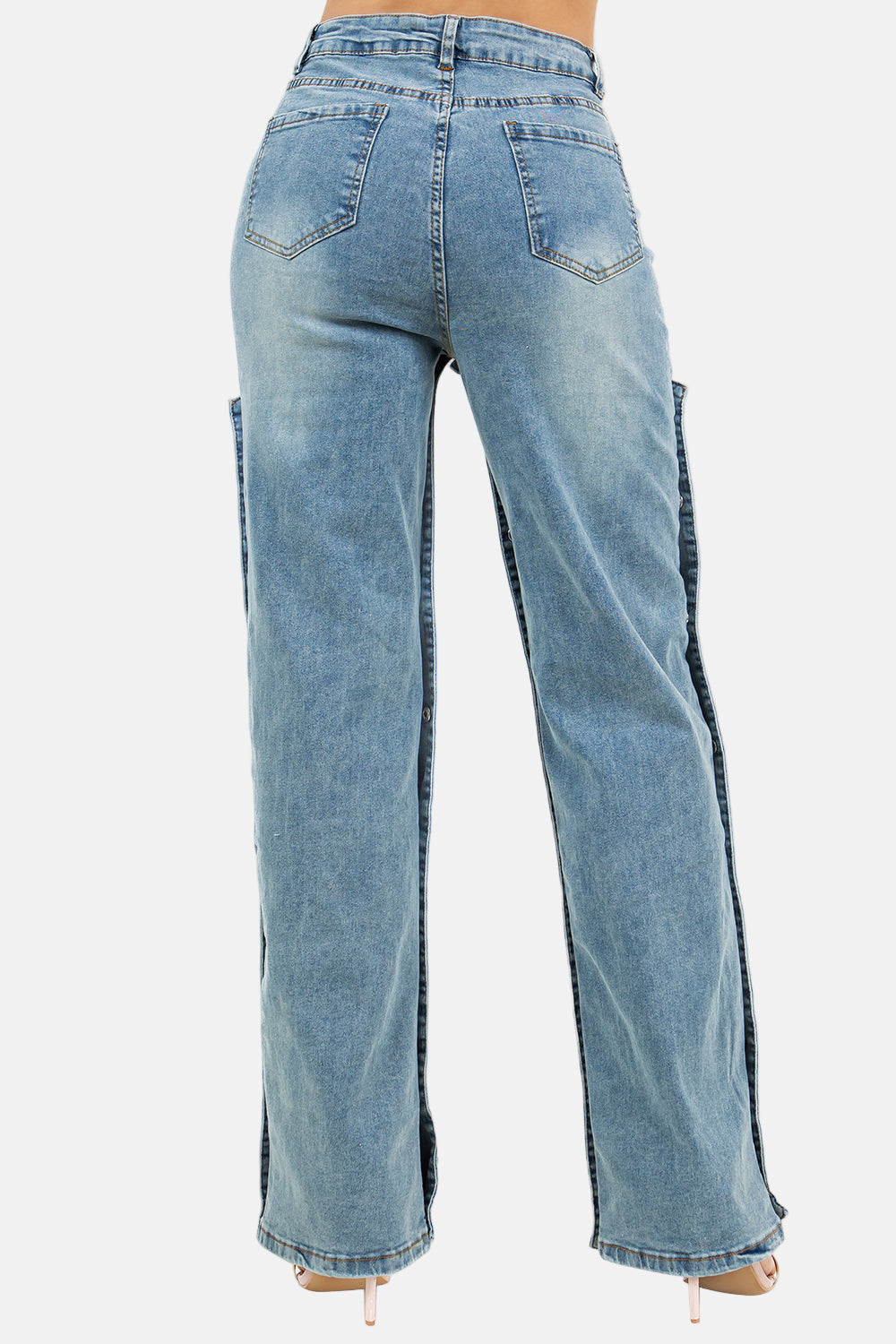 Women Denim Pants with Snap Buttons