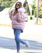 Nicole Genuine Polar Fox Reversible Down Coat