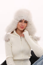 Genuine Arctic Fox Fur Leather Hat