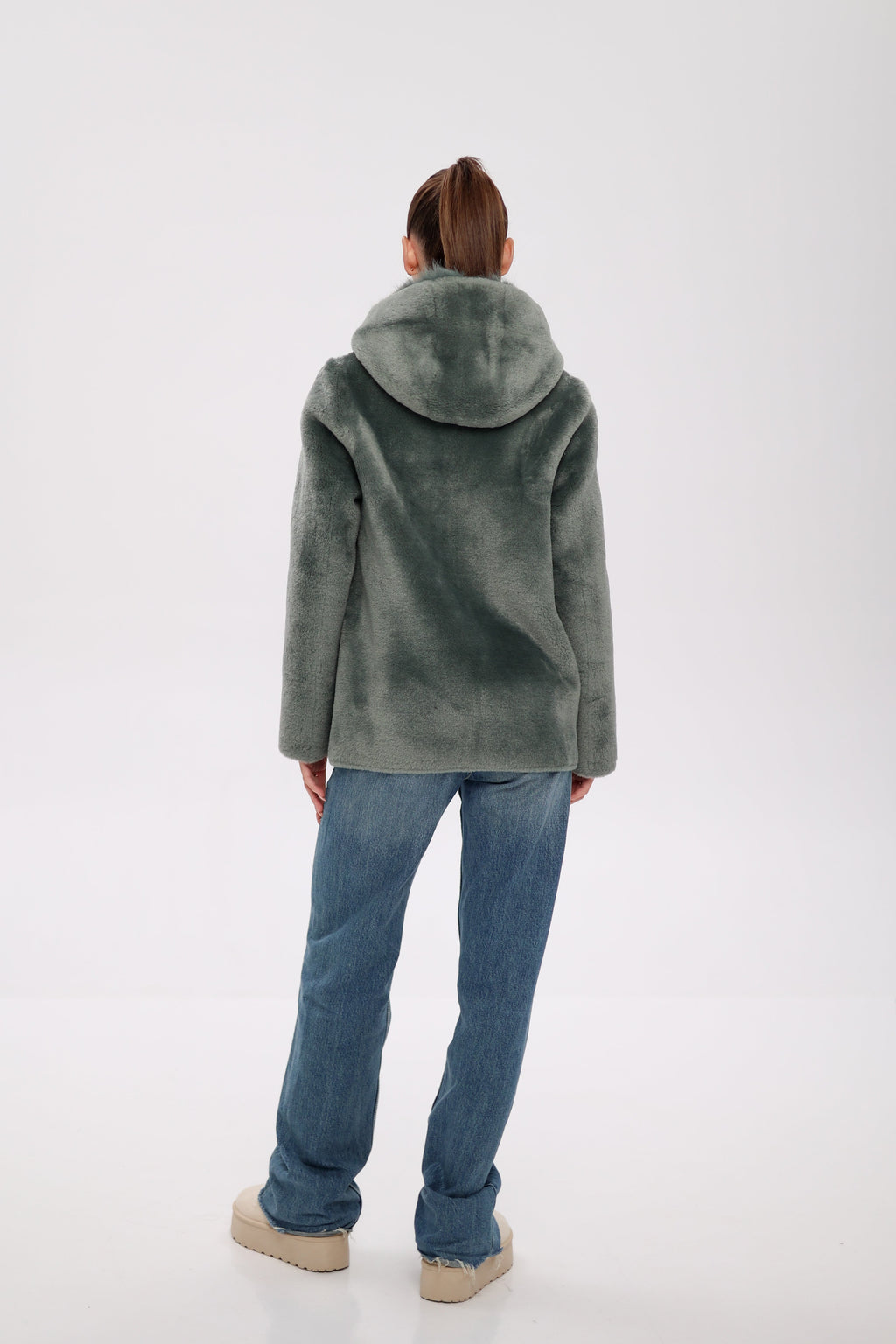 Reversible Hooded Wool Blend Jacket