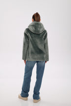Reversible Hooded Wool Blend Jacket