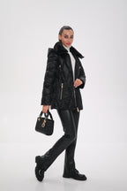 Genuine Mink Fur Trim Down Coat