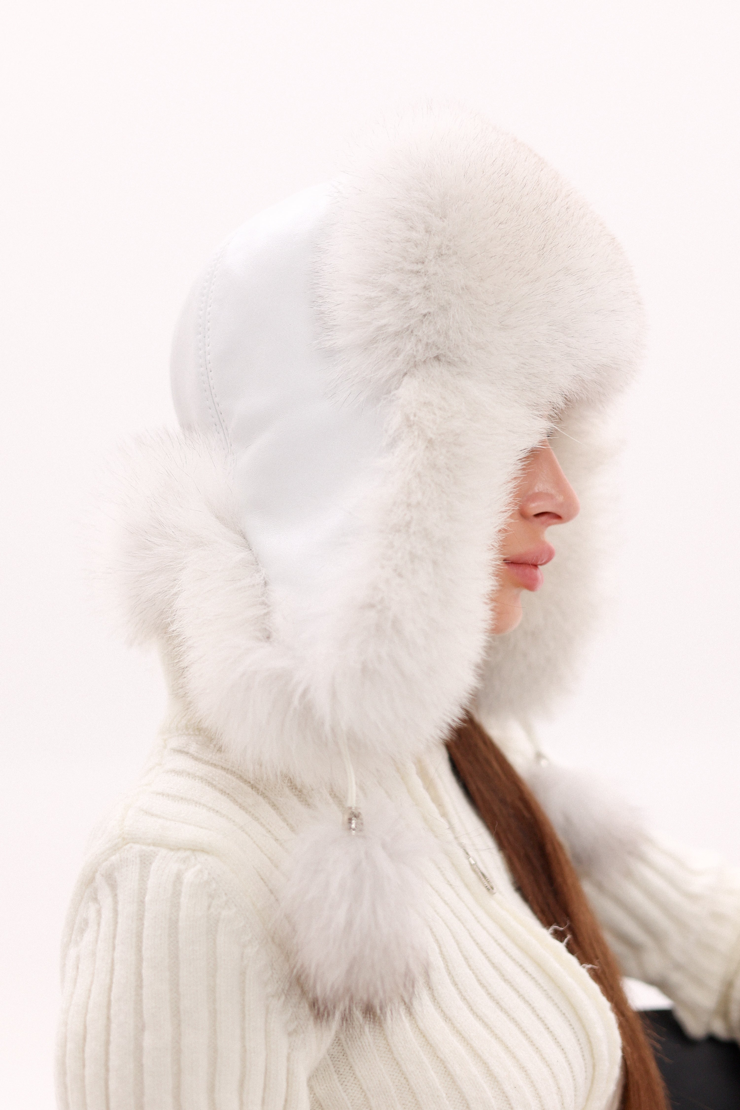 Genuine Arctic Fox Fur Leather Hat
