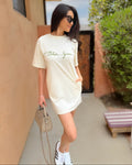 Սեր Կա Cotton T-Shirt Dress with Side Pockets | Light Ivory