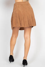A-Line Corduroy Pleated Mini Skirt