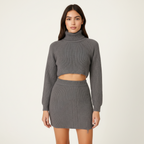 Knit Mock Neck Top and Skirt