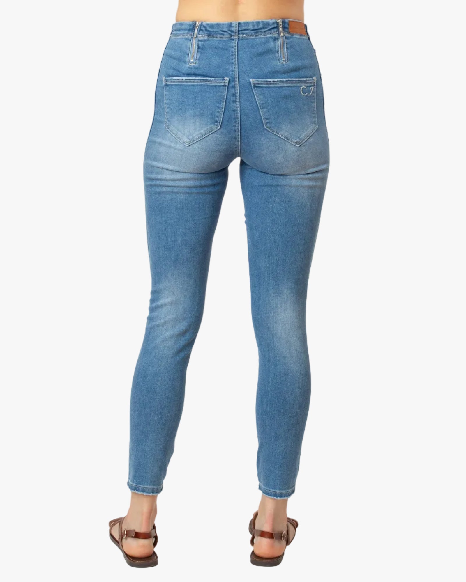 Light Wash Blue Ankle Length Jeans Basic Signature Style