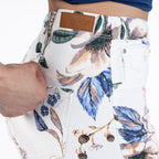 White and Purple Printed Capris Jeans