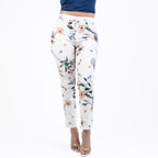White and Purple Printed Capris Jeans