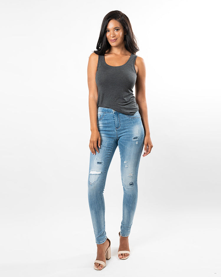 Distressed Patchwork Capris