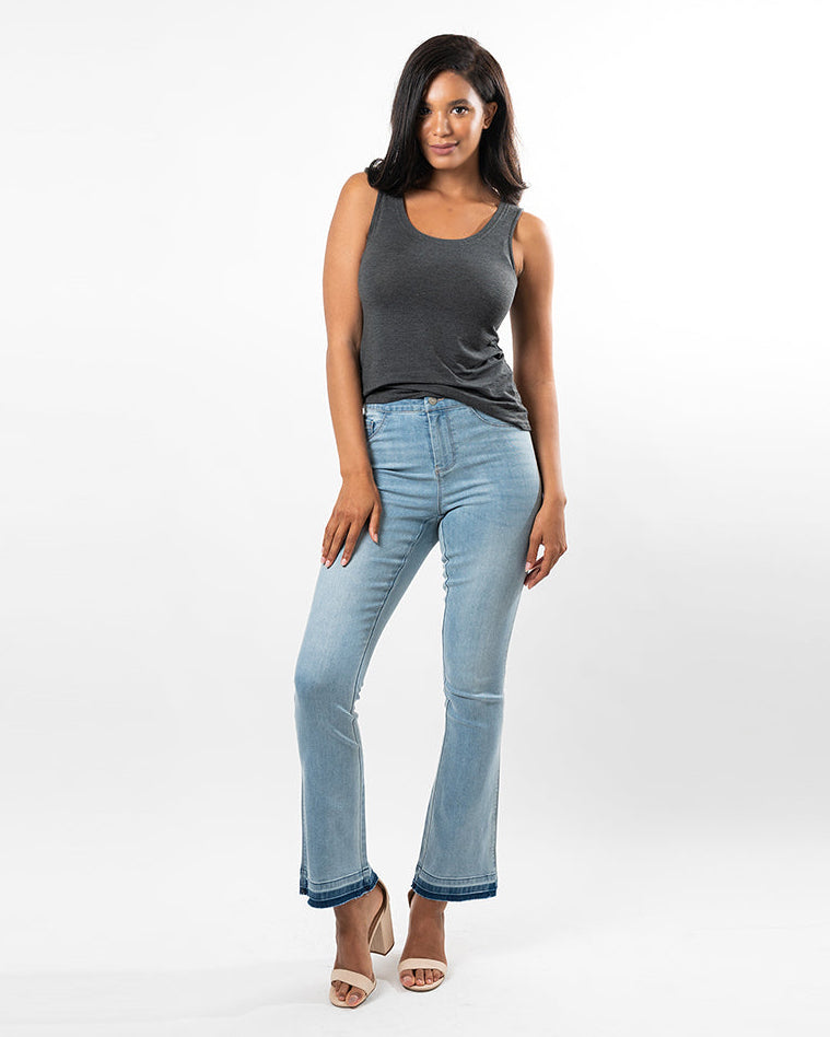 Undone Hem Bootcut Fashion Style Jeans