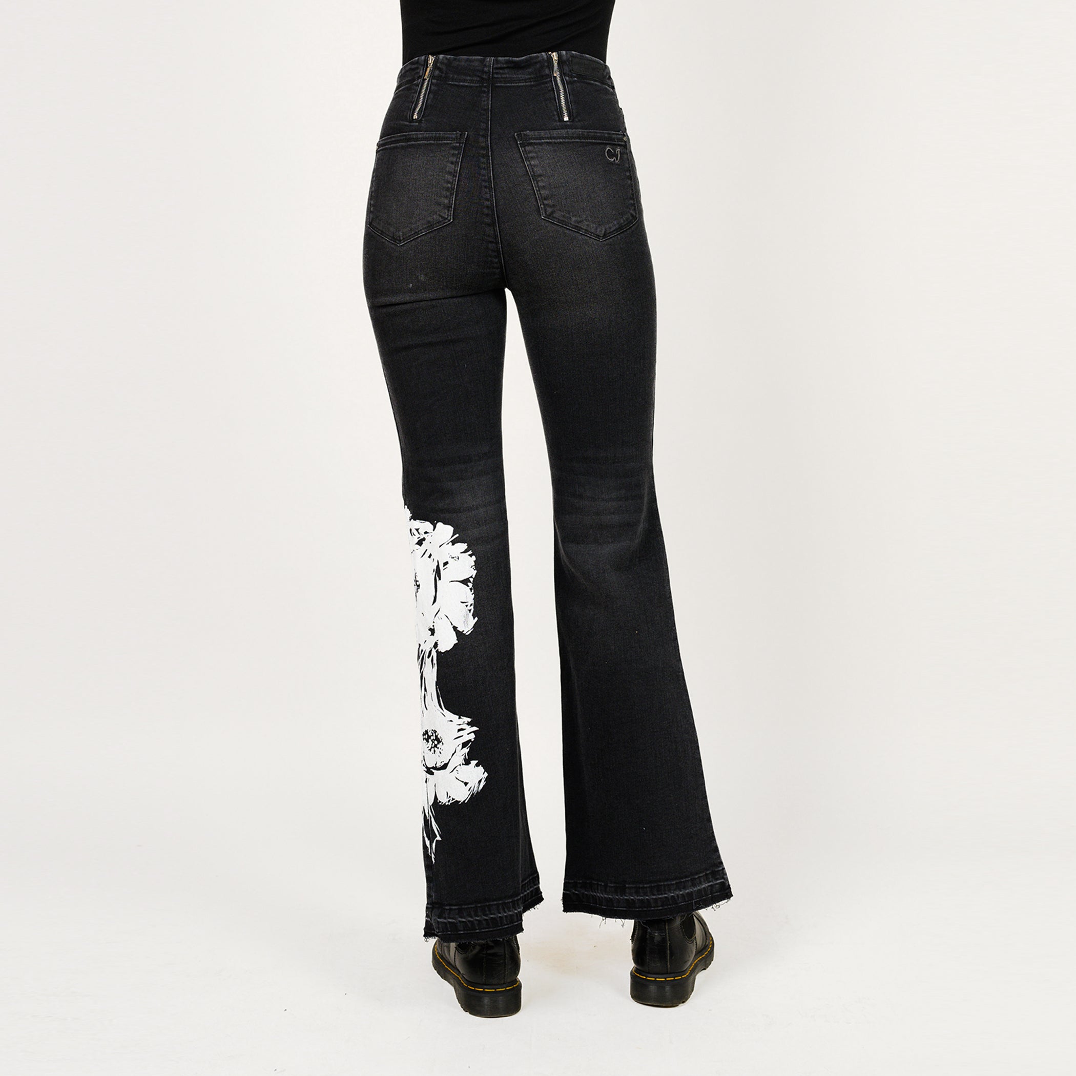 Placement Screen Print Leg Boot Cut Jean