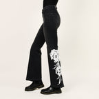 Placement Screen Print Leg Boot Cut Jean