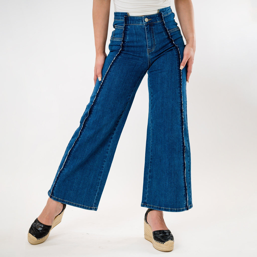 Hi-Low Waist Cropped Palazzo Jeans