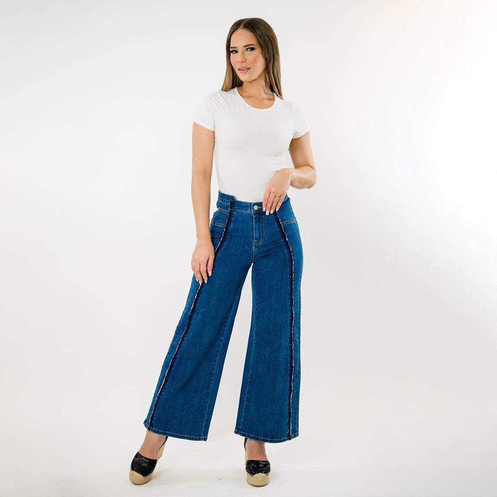 Hi-Low Waist Cropped Palazzo Jeans