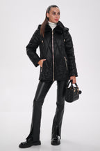 Genuine Mink Fur Trim Down Coat