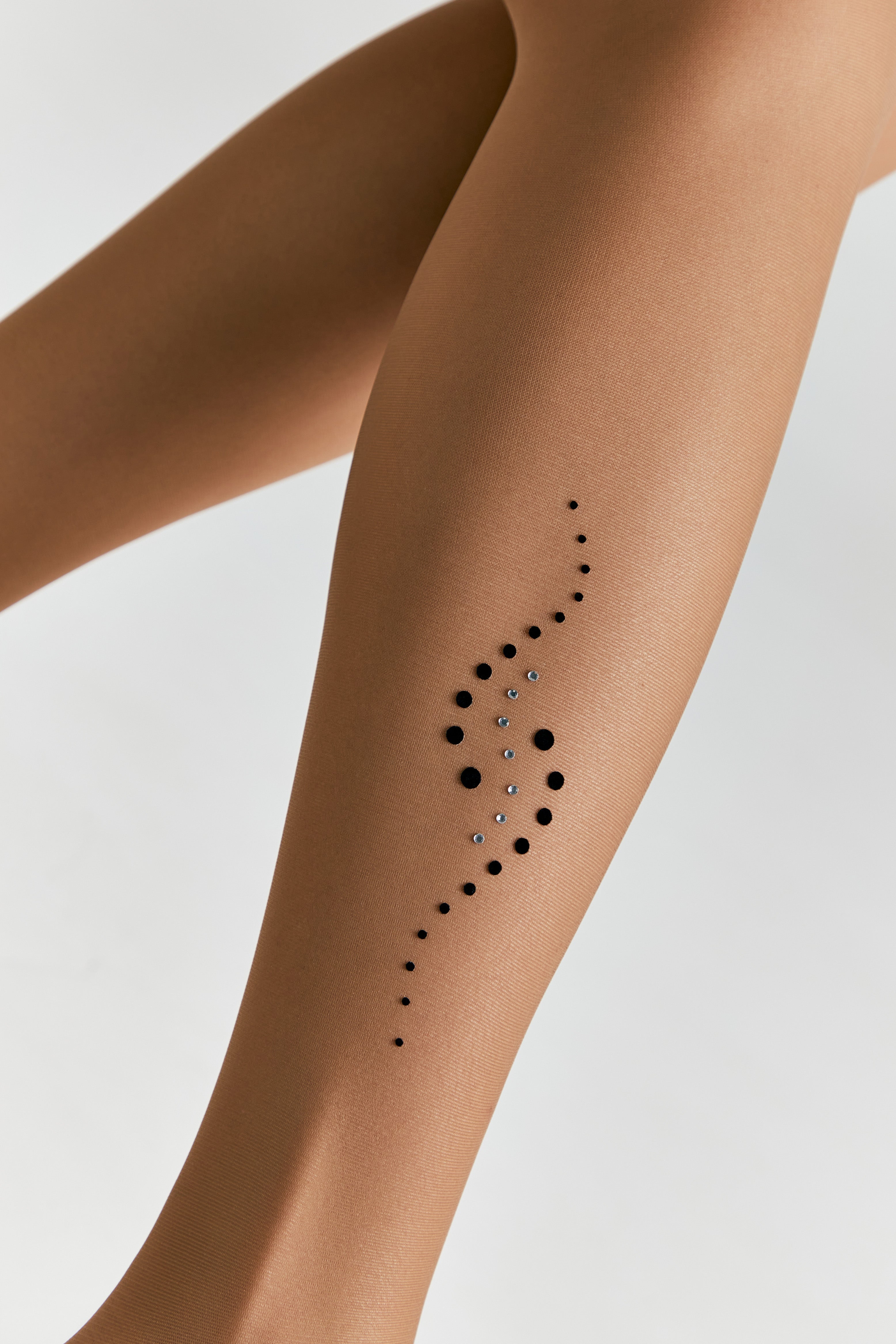 Conte Sheen Fantasy Tights | Flock and Rhinestone Applique