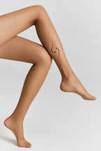Conte Sheen Fantasy Tights | Flock and Rhinestone Applique