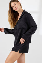 Chloe Silk Lounge Set Black