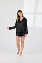 Chloe Silk Lounge Set Black
