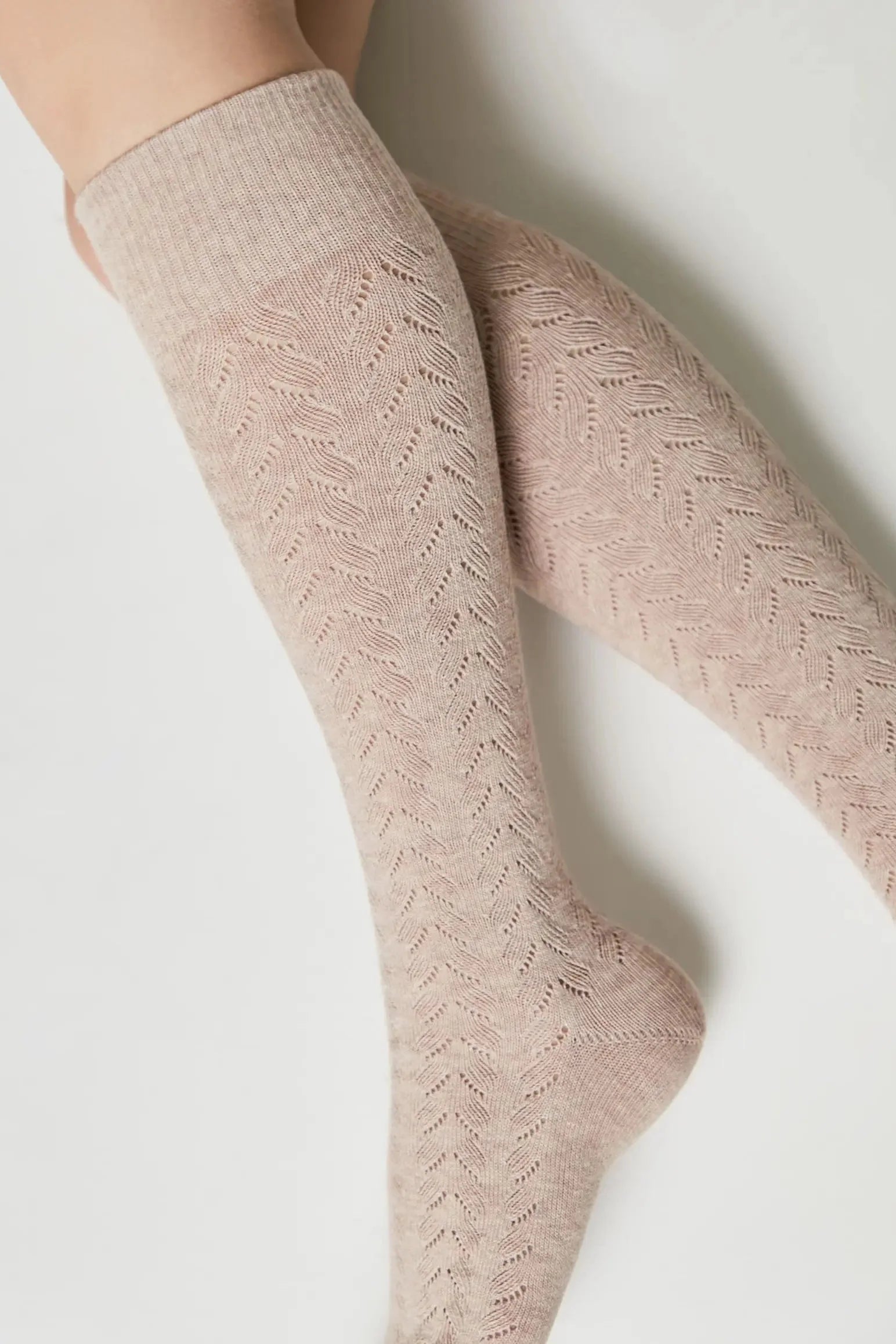 Cotton Knee Highs Conte Classic Socks 010 | Cotton Blend and Knitted Pattern