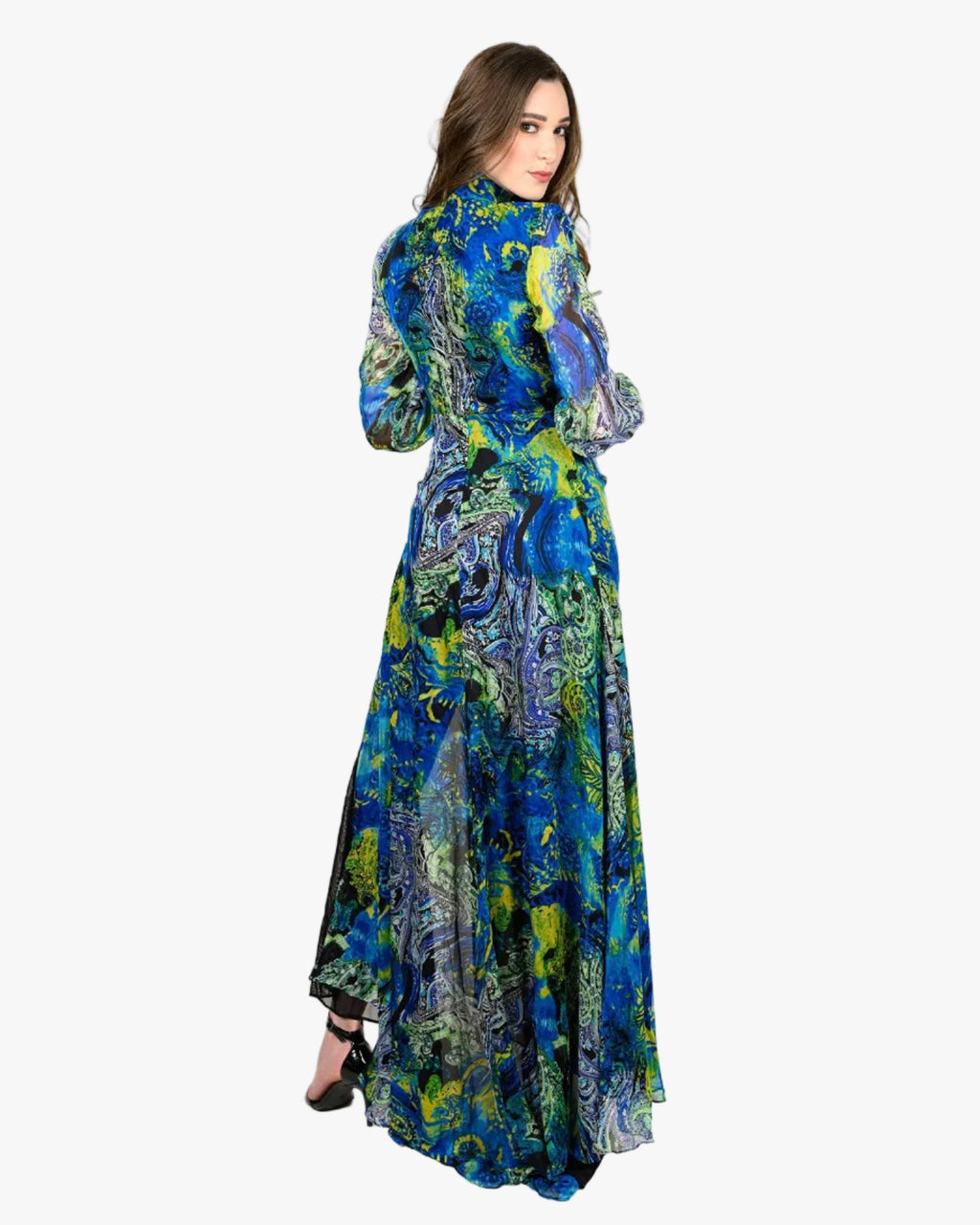 Mock Neck Side Slit Gown