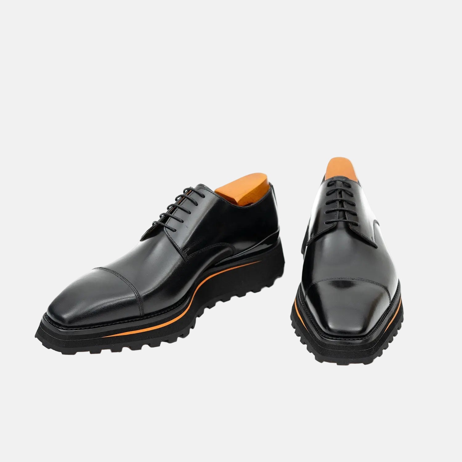 Calf Leather Dress Three Quarters Derby Shoes | Black