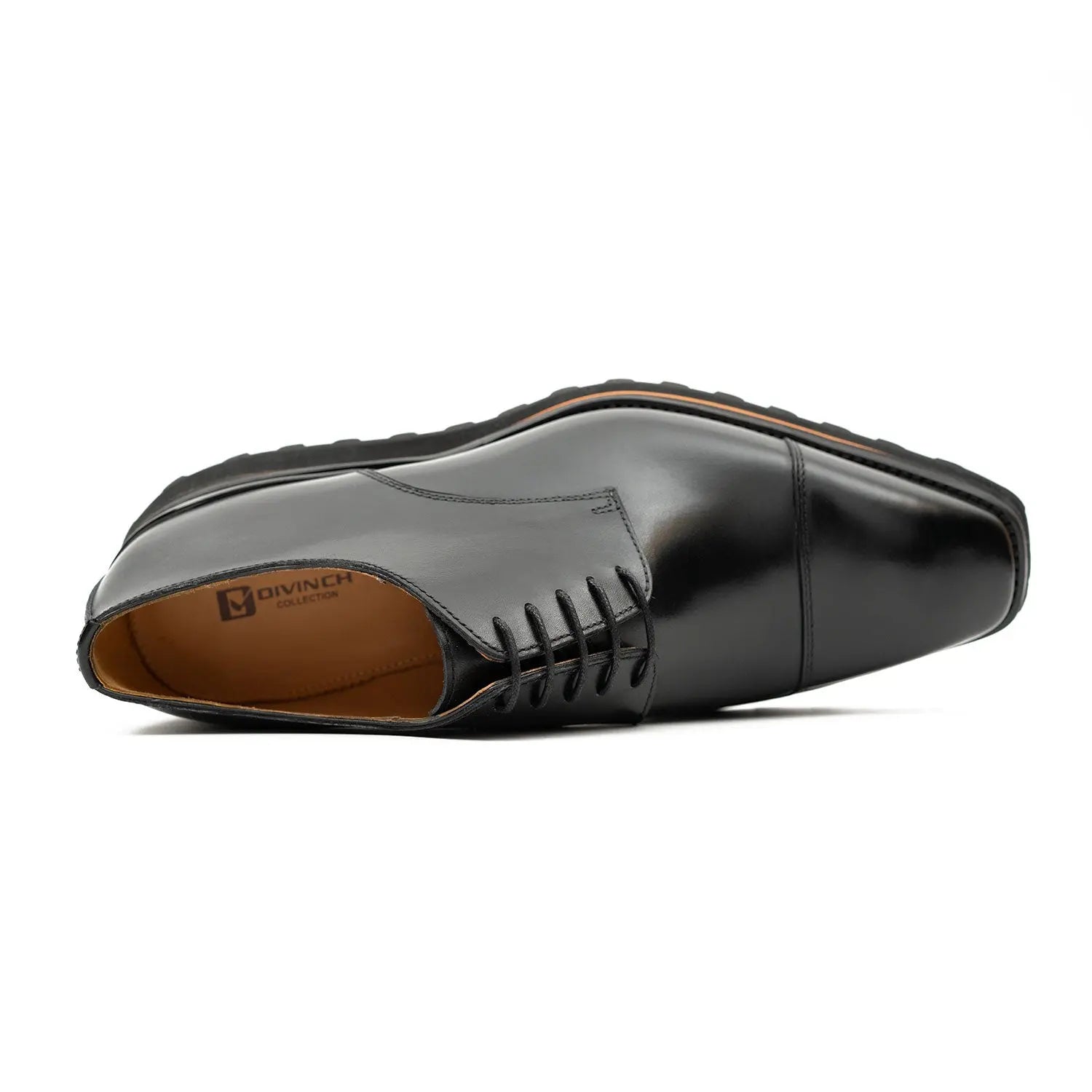 Calf Leather Dress Three Quarters Derby Shoes | Black
