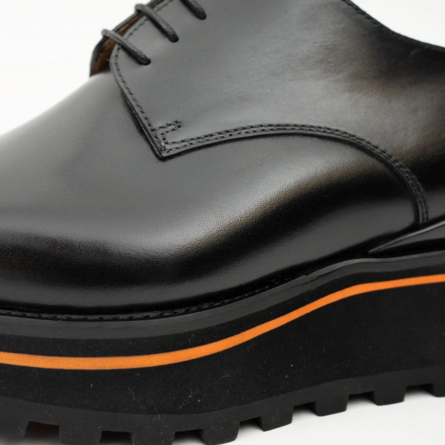 Calf Leather Dress Three Quarters Derby Shoes | Black