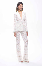 Carie Sequin Floral Lace Set White
