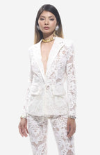 Carie Sequin Floral Lace Set White