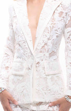 Carie Sequin Floral Lace Set White