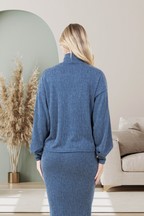 Alina Long Sleeve Midi Skirt Set | Blue