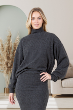 Alina Long Sleeve Midi Skirt Set | Grey