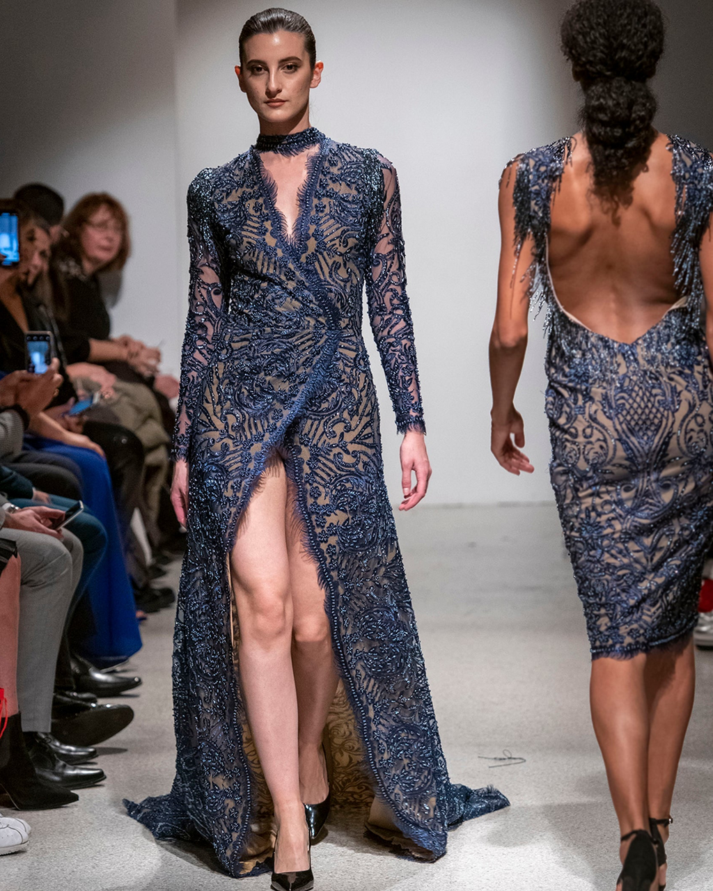 Mock NK Surplice Gown