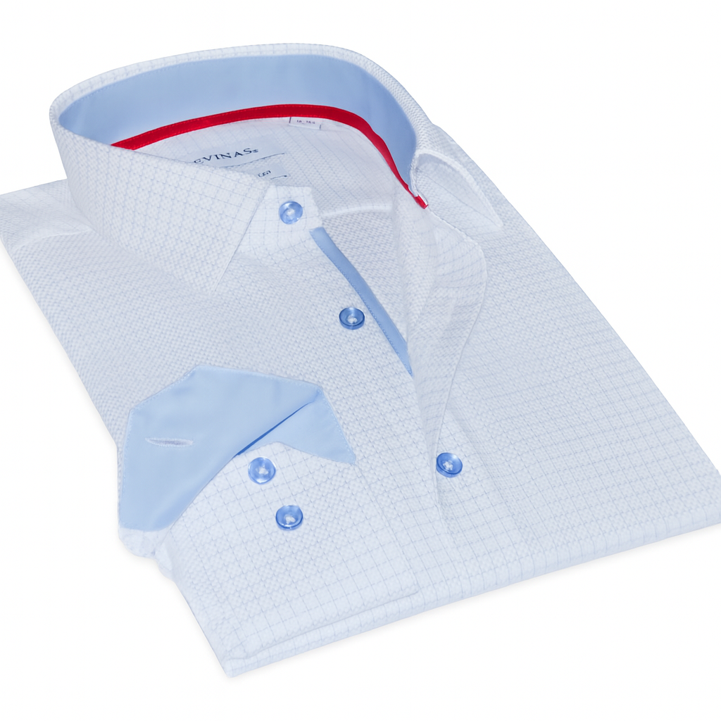 James Button-Up Shirt with Contrast Details Blue Check | Contemporary Fit (Regular)
