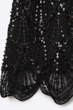 Chic Black Sequin Cropped Top