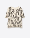 Chic Cream Animal-Print Short-Sleeve Sweater