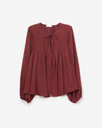 Chic Red Satin Shirt with Lace
