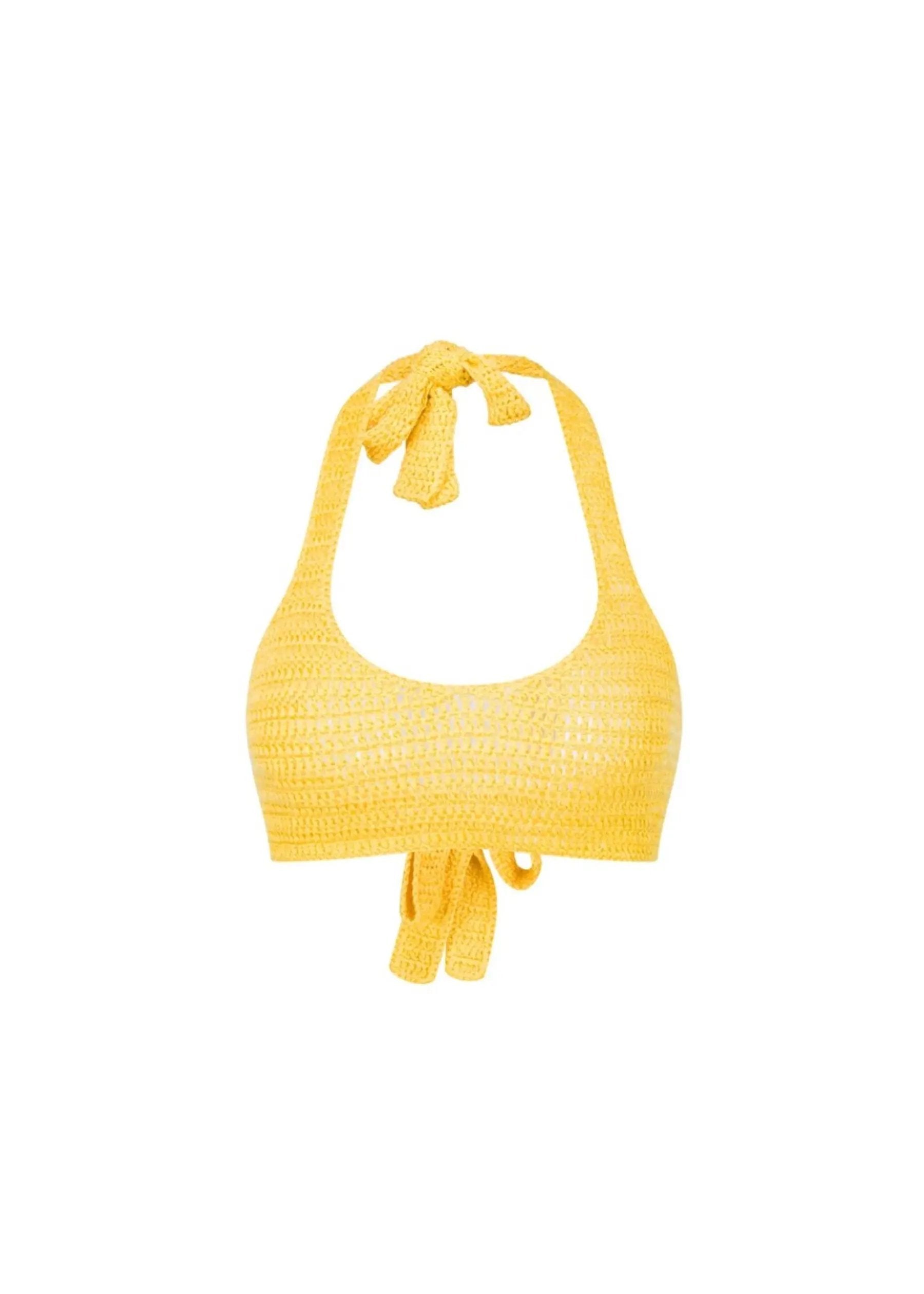 Women's Crochet Two-Piece Set Tropical Vacation Outfit | Yellow