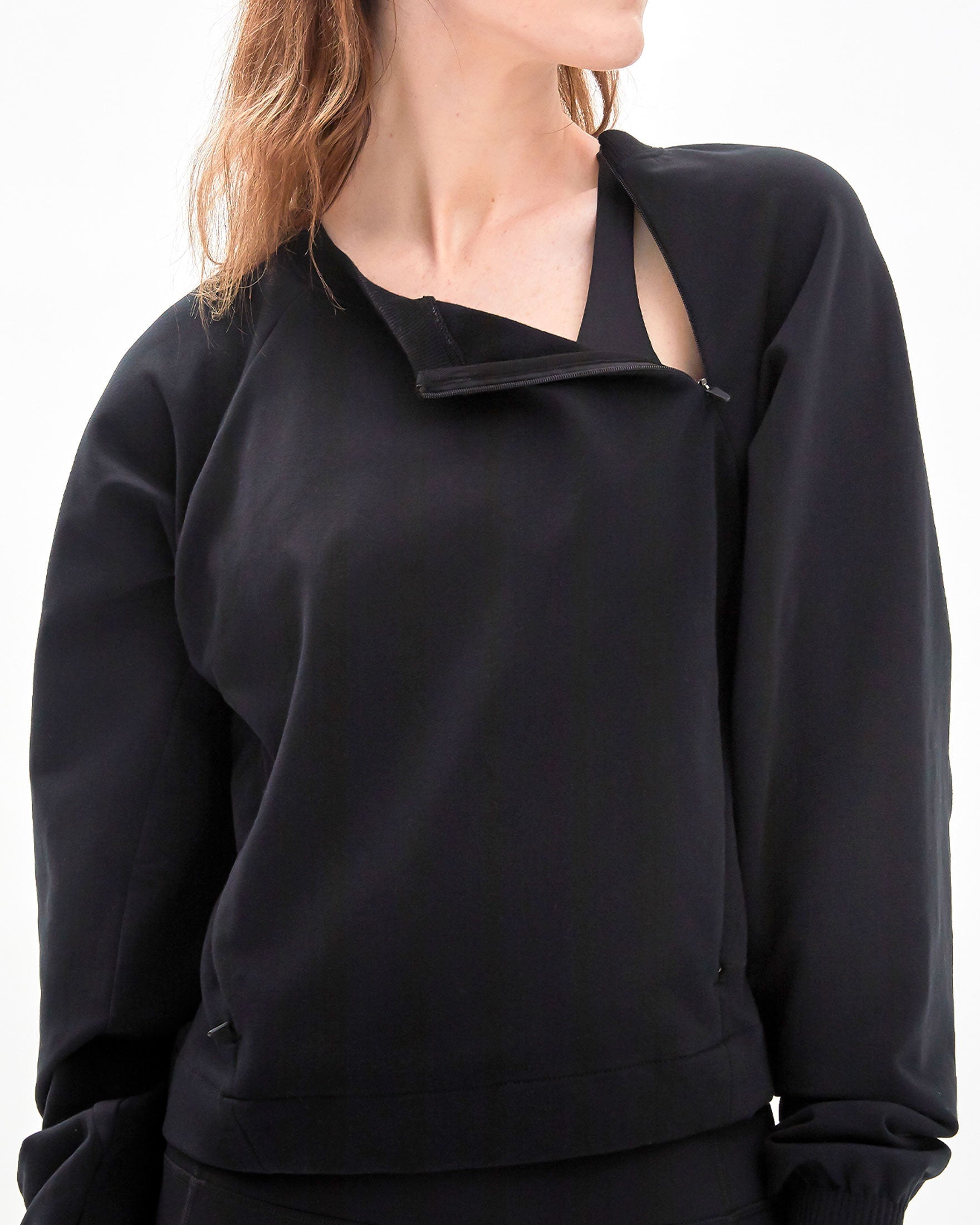 City Zip Crop Crewneck Sweatshirt